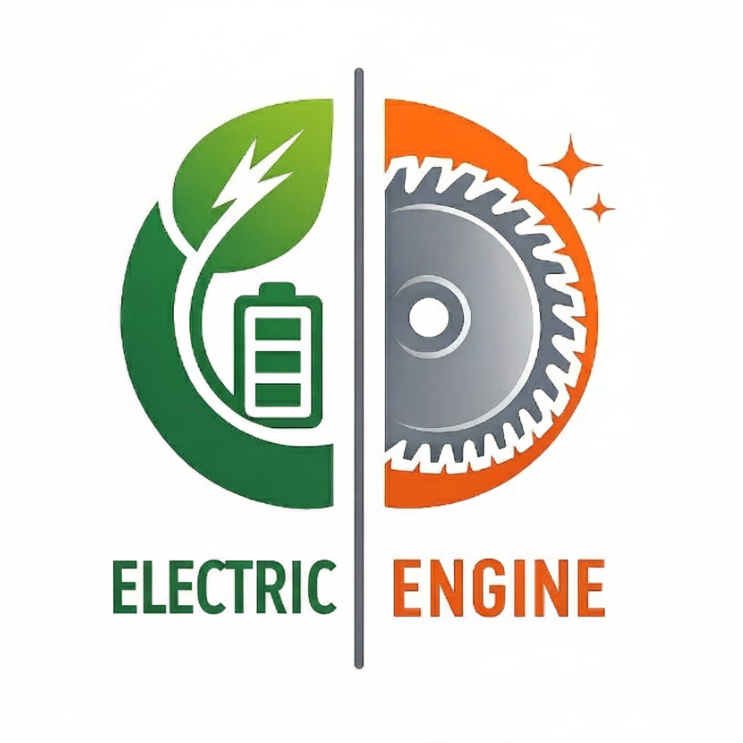 電動式工具とエンジン式工具の対比をイメージしたイラスト